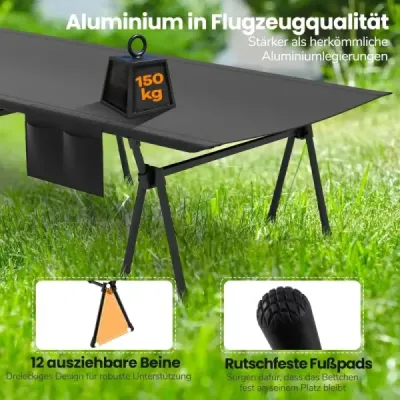 înălțime reglabil teren pat camping cu extensii picior și buzunar lateral & net