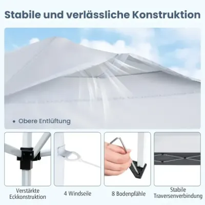 Pavilion 3x3m pliere pavilion rezistent la apa protecție UV stabil 50+ parte cort pliabil cort alb