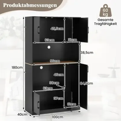 Bufet dulap cu priza & cuptor cu microunde dulap bucătărie din lemn negru