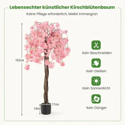 Floare de arta cu flori roz 163 cm