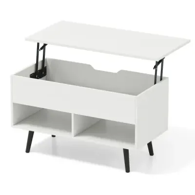 Masuta de cafea cu masa liftabila top Masa de zi moderna 80 x 40 x 44,5 cm Alb