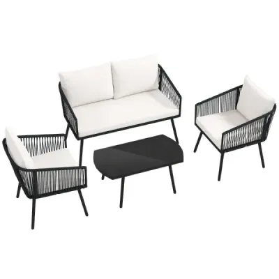 Rattan grădină mobilier set balcon mobilier set cu scaun și spate pernă terasă mobilier