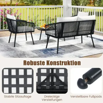 Rattan grădină mobilier set balcon mobilier set cu scaun și spate pernă terasă mobilier