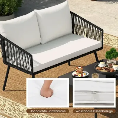 Rattan grădină mobilier set balcon mobilier set cu scaun și spate pernă terasă mobilier