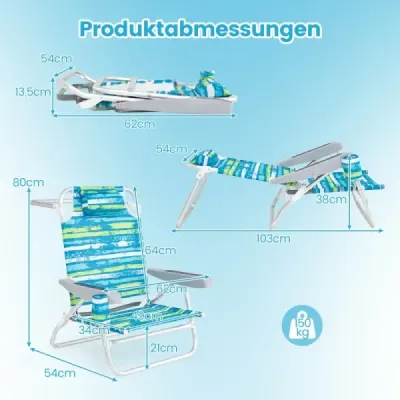 Scaune plaja lumina pliabil 2 scaune de camping set cu spate reglabil verde
