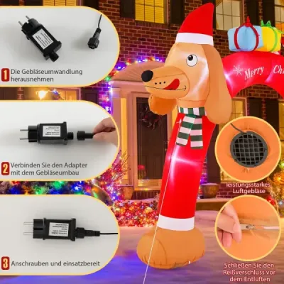 242 cm mare gonflabil arc torta de Crăciun arc gonflabil de Crăciun cu LED-uri colorate