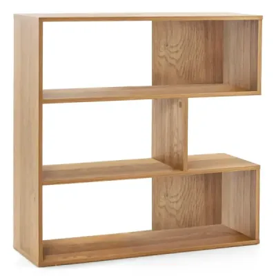 Konkaves Bookcase cu protectie înclinata 3 nivele Stand raft camera de lemn separator raft Natura