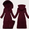 Jacheta de iarna pentru femei cu centura J Style bordova (5M3227-1)