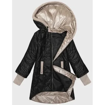 Sacou quilted cu pullere decorative S'West negru (B8345-1)