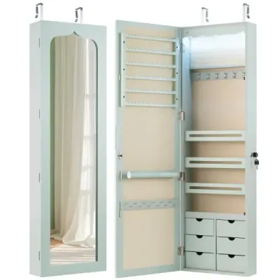 Cabinet de bijuterii cu LED Zid închis / Cabinet de bijuterii cu oglindă & 6