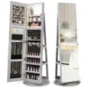 360° dulap de bijuterii Rotary cu lumini LED de trei culori Cabinet de oglindă Grey