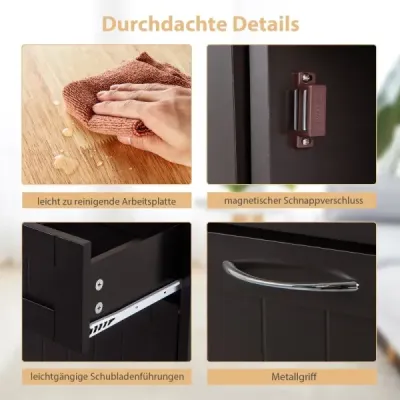 Dreser pentru 42L găleată gunoi cu worktop & 2 sertare și raft reglabil dulap bucătărie maro