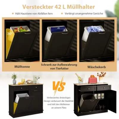 Dreser pentru 42L găleată gunoi cu worktop & 2 sertare și raft reglabil dulap bucătărie maro