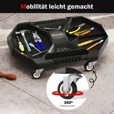 Tool Creeper cu 4 role rotative 135 kg Capacitate de încărcare cărucior universal atelier negru
