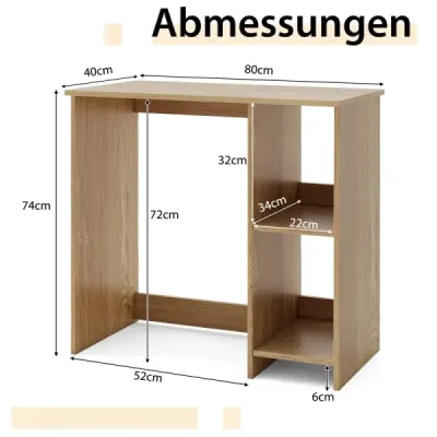 Birou mic cu 2 compartimente Tabel calculator Tabel birou PC 80 x 40 x 74 cm Natura