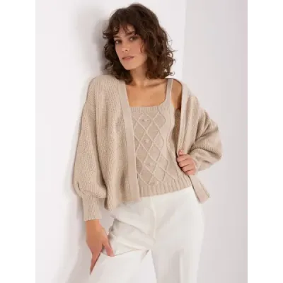 Top din două piese + pulover bej (8019)