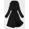 Haină de iarnă pentru femei cu guler de blană J Stil negru (16M9168-392A)