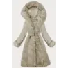 Jacheta de iarna cu centura bej (5M3156-62)