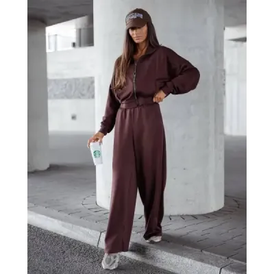 Set de pantaloni si bluza pentru femei cu picior de ciocolata (821109)