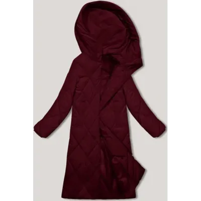 Jacheta lunga de iarna cu gluga J.Style burdowa (5M3173-1)