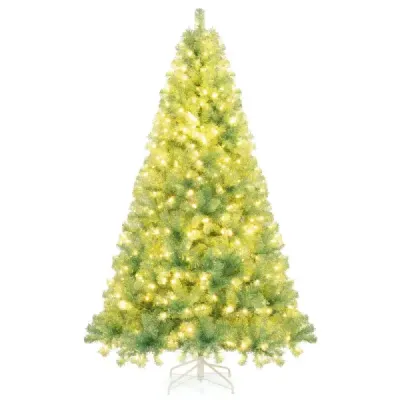 225 cm Brad artificial de Craciun cu iluminat Tannenbaum cu lumini LED alb cald verde