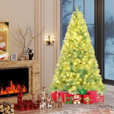 225 cm Brad artificial de Craciun cu iluminat Tannenbaum cu lumini LED alb cald verde