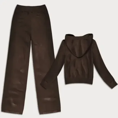 Un set tricotat de tricou și pantaloni de ciocolată (26C8803-158)