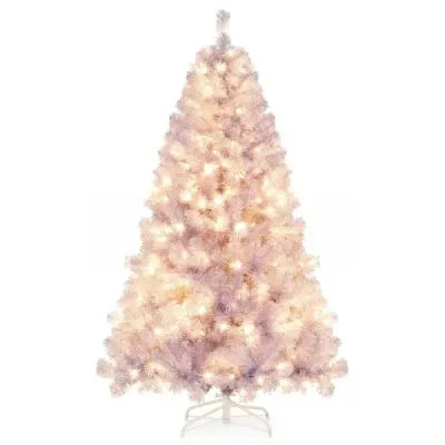 180 cm Brad artificial de Craciun cu iluminat, brad cu lumina alba calda Violet