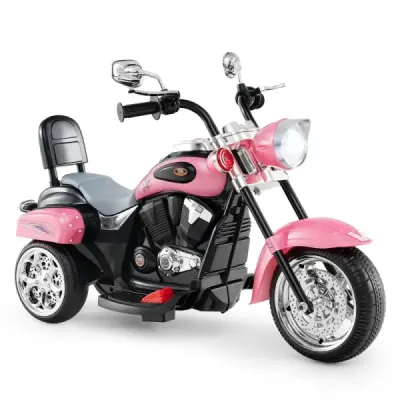 Motociclete electrice pentru copii 6V cu spotlight reglabil & sunet Hellrosa cu motor electric cu trei roți
