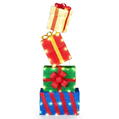 4 set iluminat cutii cadou de Crăciun cutii luminoase cadou cu arcuri colorate Multicolor