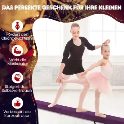 270 cm Swinging grinzi Copii Balancer grinzi pliabile Gimnastică grinzi cu mâner care transportă Violet