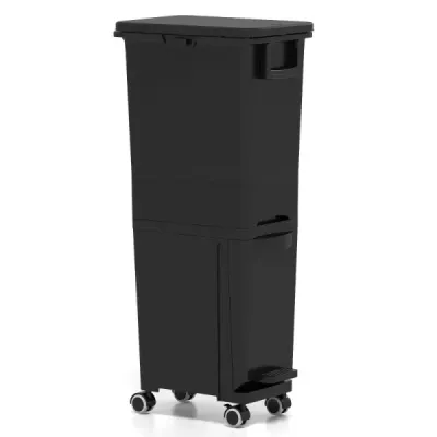 Deşeuri multifuncţionale container bucătărie gunoi cu găleată de fund înclinată negru