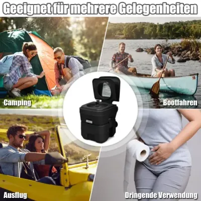 Toaletă de camping 20L + 12L cu rezervor de apă uzată portabil Campingklo Negru