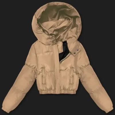 Jachetă scurtă de iarnă puffer J Stil bej închis (5M3360-84)
