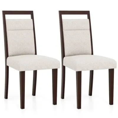 2 buc set sala de mese căptușite scaune scaun bucătărie cu scaun căptușit și backrest neigable Bej