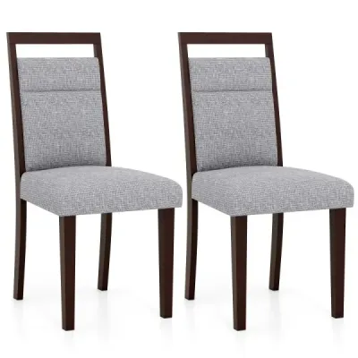2 buc set sala de mese căptușite scaune scaun de bucătărie cu scaun căptușit și gri backrest neigable