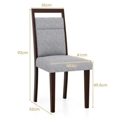 2 buc set sala de mese căptușite scaune scaun de bucătărie cu scaun căptușit și gri backrest neigable