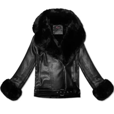 Ramones pentru femei cu guler negru pentru blană (61M8507-392A)