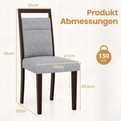 2 buc set sala de mese căptușite scaune scaun de bucătărie cu scaun căptușit și gri backrest neigable