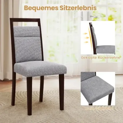 2 buc set sala de mese căptușite scaune scaun de bucătărie cu scaun căptușit și gri backrest neigable