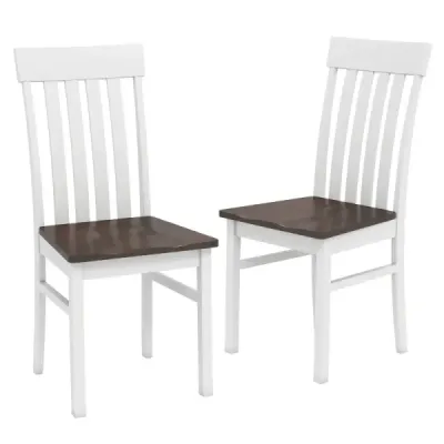2er-Set Scaune dining Armless scaune din bucatarie cu spate ergonomic si scaun maro
