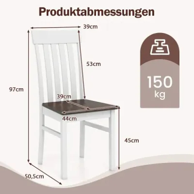 2er-Set Scaune dining Armless scaune din bucatarie cu spate ergonomic si scaun maro
