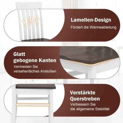 2er-Set Scaune dining Armless scaune din bucatarie cu spate ergonomic si scaun maro