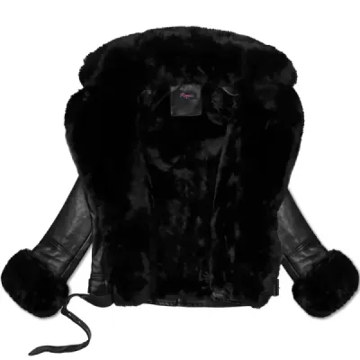 Ramones pentru femei cu guler negru pentru blană (61M8507-392A)