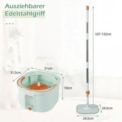 Wischmopp und Eimersystem mit Auswringfunktion & Wastewater Separation & 360°