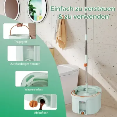 Wischmopp und Eimersystem mit Auswringfunktion & Wastewater Separation & 360°