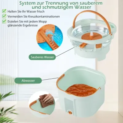 Wischmopp und Eimersystem mit Auswringfunktion & Wastewater Separation & 360°