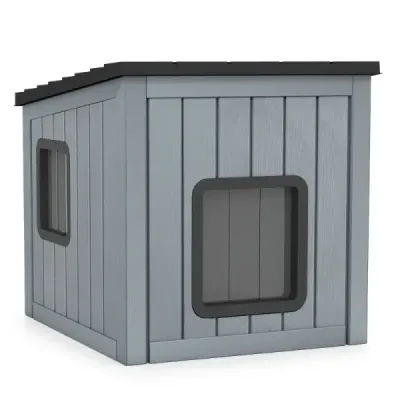 Casa de protectie Wildtier din plastic rezistenta la vreme cu 2 usi PVC si acoperis reglabil