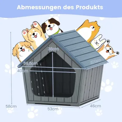 Cathouse din plastic rezistent la vreme cu deschideri de ventilaţie şi acoperiş înclinat Protecţia animalelor de companie Cuşca căţeluş