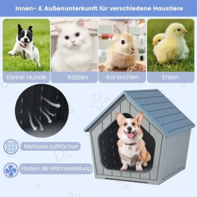 Cathouse din plastic rezistent la vreme cu deschideri de ventilaţie şi acoperiş înclinat Protecţia animalelor de companie Cuşca căţeluş